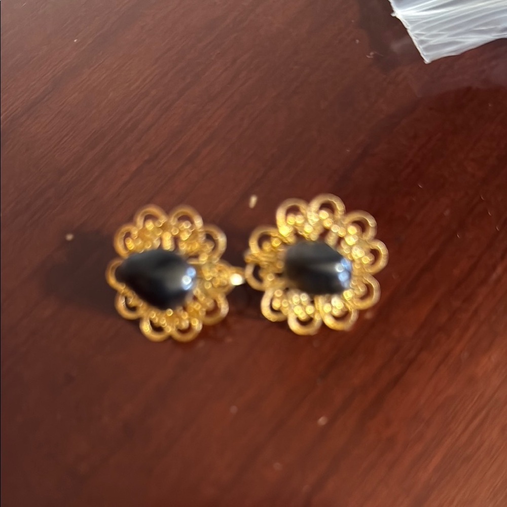 Elegant Gold and Black Earrings